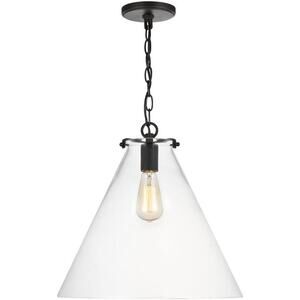 Kate-1 Light Cone Pendant-16"W x 15.38"H-Midnight Black Finish-LED Lamping Type